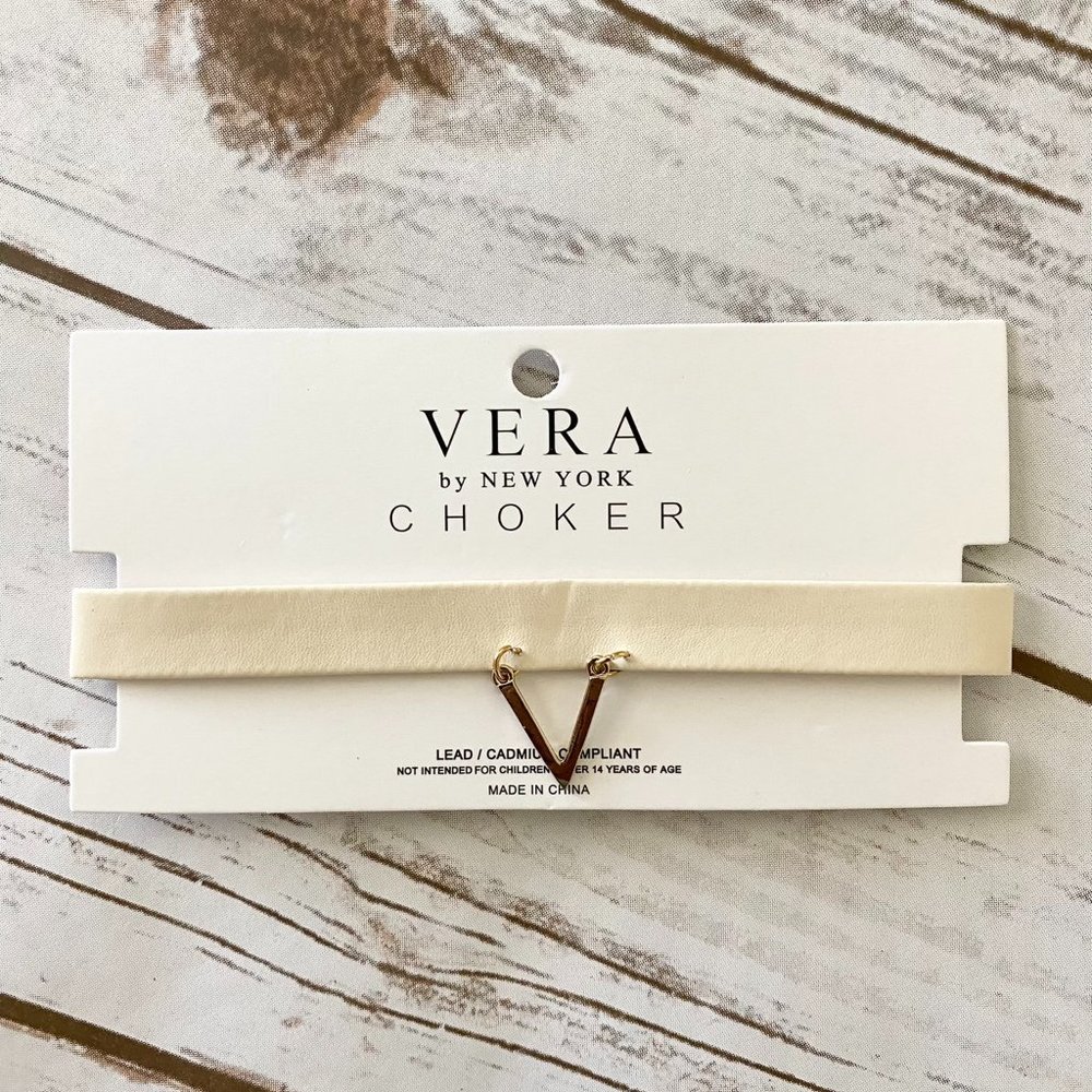 New Vera by New York Women's Ivory Faux Leather Choker Necklace Fashion Jewelry